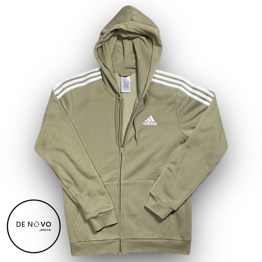 ADIDAS MEN'S FULL Zip Cotton Blend Hoodie Size Medium Green